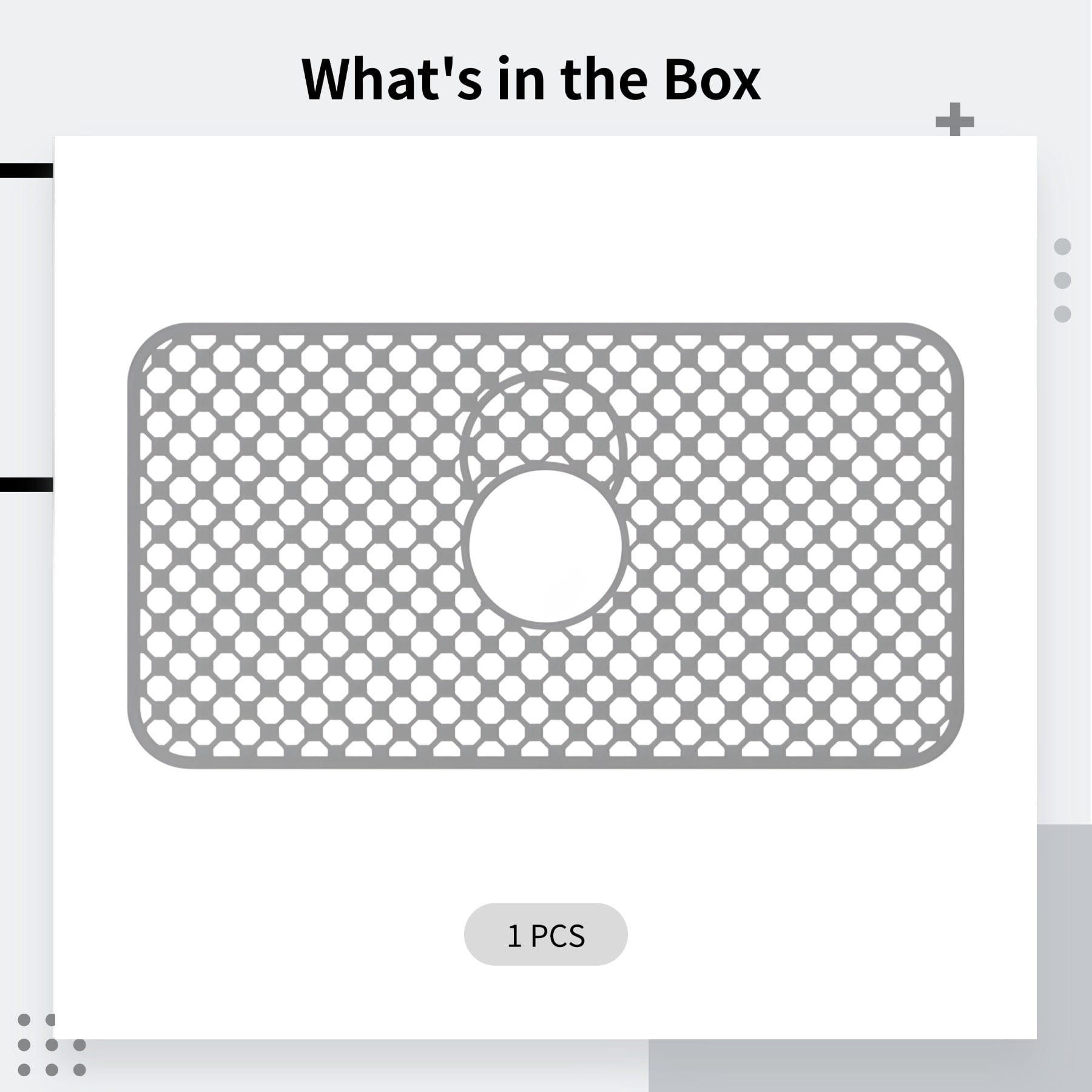Kitchen Sink Mat, Silicone Sink Protector with Central Drain Hole, Non-Slip Hexagon Design, 26 x 14 in