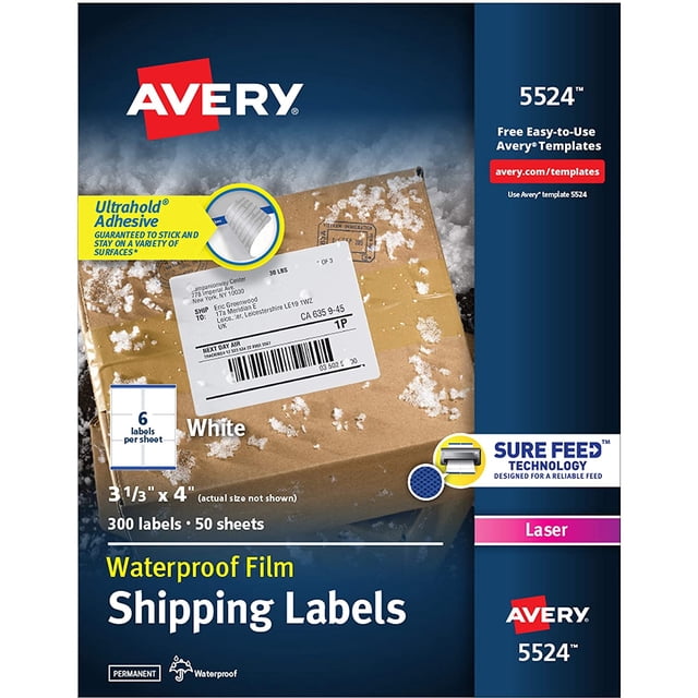 Etiquetas Durables Blancas Avery 5524 De 8,5 Cm X 10,2 Cm