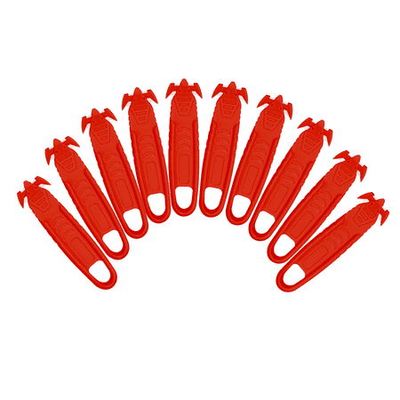 

T TOVIA Film Slitter Safety Box Cutter Package Opener Utility Cutter for Box Carton Shrink Wrap Plastic Straps 10PCS RED
