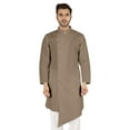 thumbnail image 1 of Atasi Casual Solid Long Sleeve Cotton Kurta For Indian Mens Mandarin Collar Irregular Hem Ethnic Shirt, 1 of 7