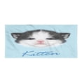 thumbnail image 1 of Cartoon Beach Towel, Portrait of Domestic Kitten Bicolor Furry Head Pink Wet Nose Art, Quick Dry Soft Ultra Compact Microfiber for Camping Sports Yoga Hiking, Black White Blue, by Ambesonne, 1 of 2