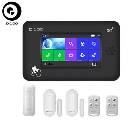 DIGOO DG-HAMA Touch Screen GSM WIFI 3G Version Smart Home Burglar Security Alarm Alert System Accessories, Auto Dial Call SMS Message Push, Phone APP Control PIR Window Door (Best Bitcoin Alert App)