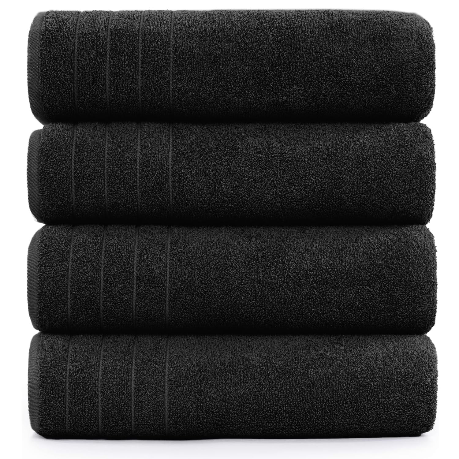 Dan River Bath Towel 30x60 pack of 4 Ultra Soft Quick Drying Large Cotton Towel - Black