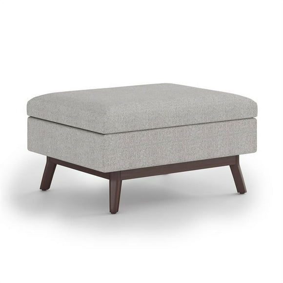 Owen 34" W Rectangle Coffee Table Storage Ottoman in Cloud Gray Polyester Fabric