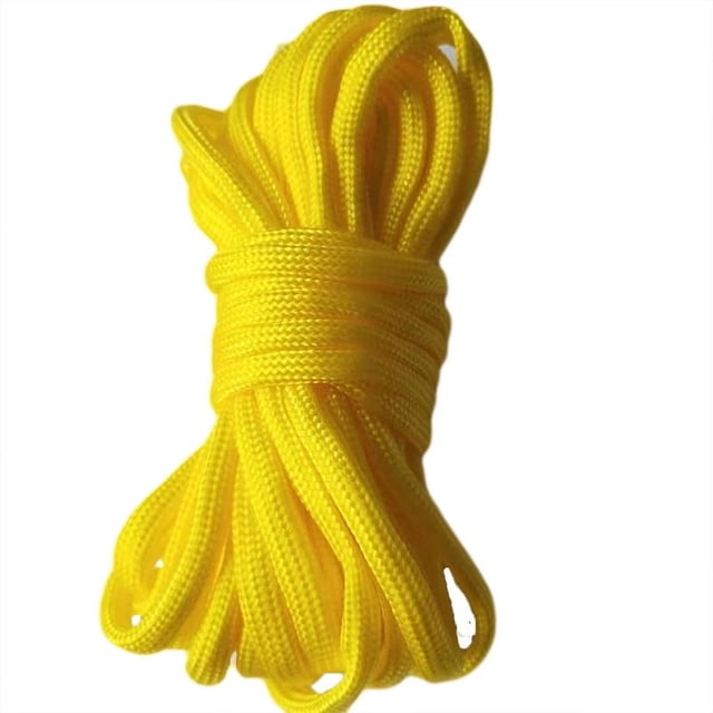 Nvzi 2 cordones de nailon trenzado de 4 mm para acampar, hamacas, tendederos, senderismo y pesca, 3 yardas, color amarillo