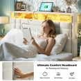thumbnail image 5 of EnHomee Full Bed Frame with Storage Shelf Upholstered Platform Bed Frame with LED Lights Metal Bed Frame with Charge Station, Beige, 5 of 7