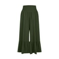 thumbnail image 3 of XFLWAM Flowy Cotton Linen Palazzo Pants for Women Elastic High Waisted Wide Leg Flowy Ruffle Loose Fit Solid Color Causal Dressy Lounge Trousers, 3 of 5