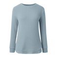 thumbnail image 7 of Lixiuxyad Women's Fashion Long Sleeve Tops Casual Round Neck Ladies Lightweight Top Trendy Flowy,Blue XL, 7 of 7