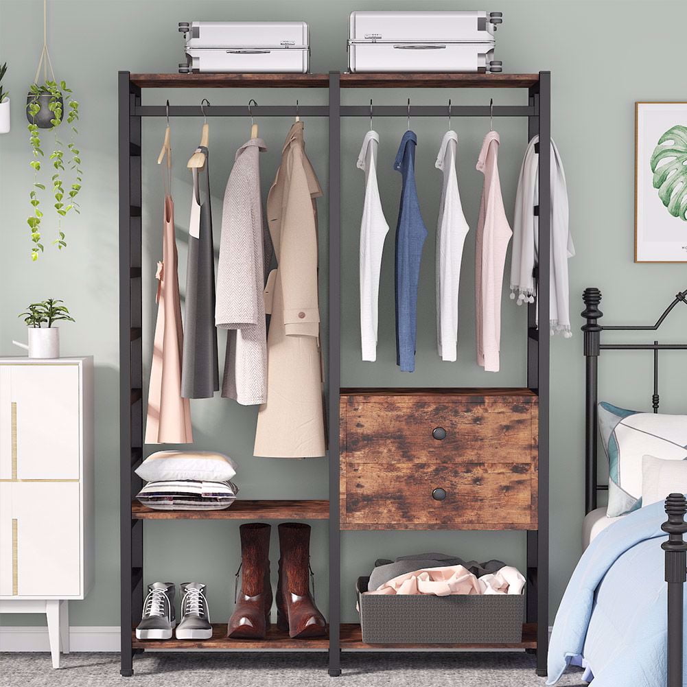 Free Standing Closet Organizer, Wardrobe With Shelves And Drawers