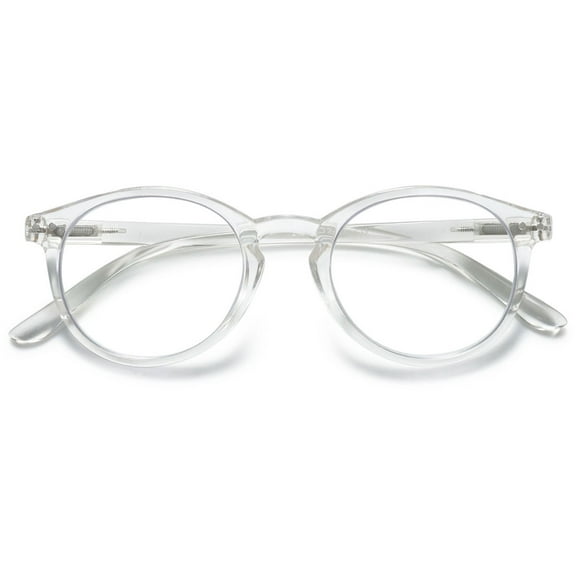 KOOSUFA Blue Light Blocking Glasses Round Women Men Light Weight Computer Gaming Eyewear Eyeglasses with Spring Hinge Transparent