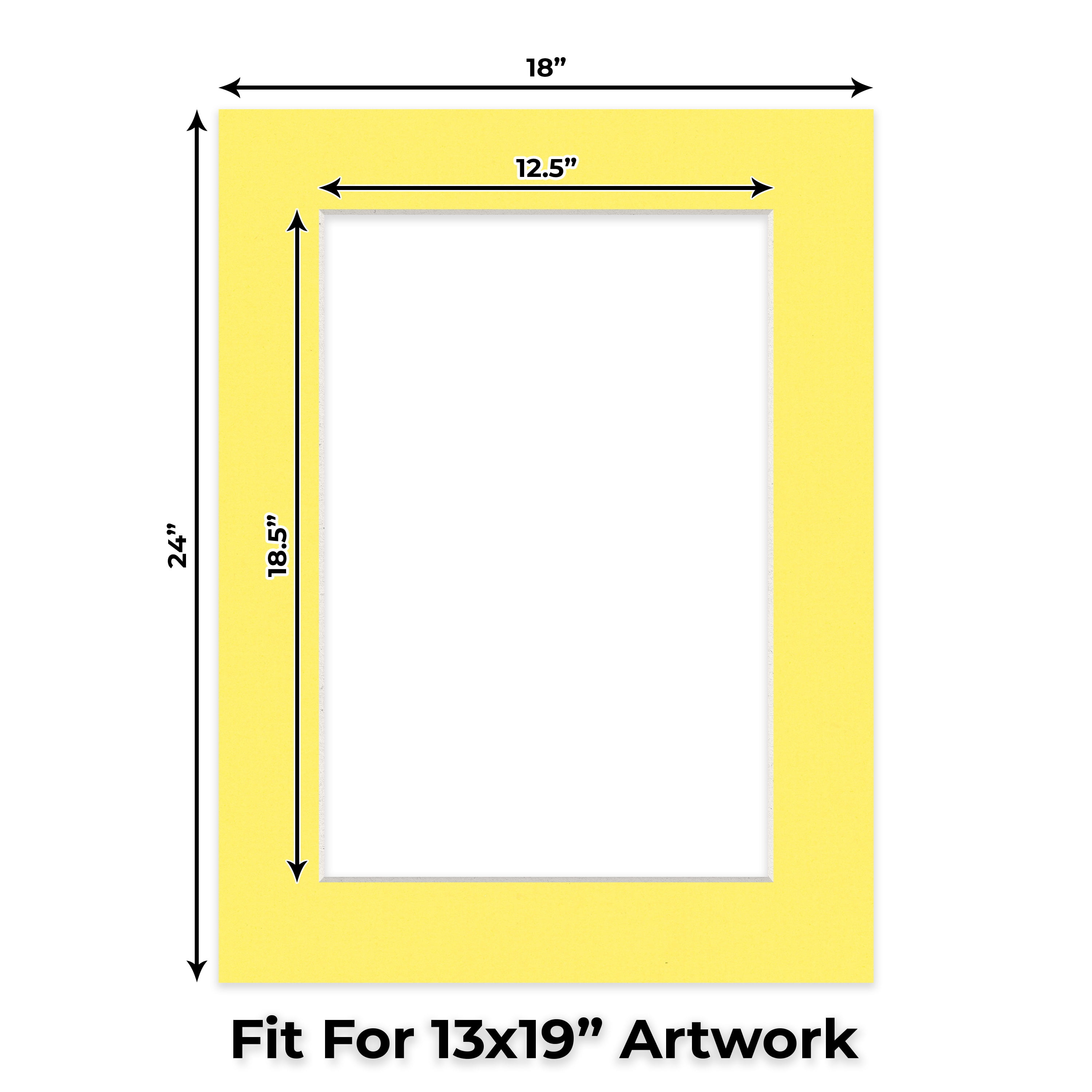 Yellow Picture Frame Mat for 18x24 Frames - Fits 13x19 Photos - 1 Mat