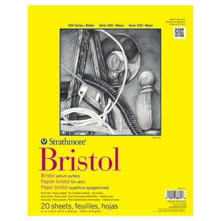 Strathmore Bristol Paper Pad, 300 Series, Regular, 11in x 14in, 20 Sheets/Pad