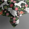 thumbnail image 5 of White Poodle Dog Hawaiian Floral Square Tablecloth,Waterproof Square Table Cover,Wipeable Spillproof Washable Table Cover for Home Kitchen Party Decor 60"x60"(152x152cm), 5 of 6