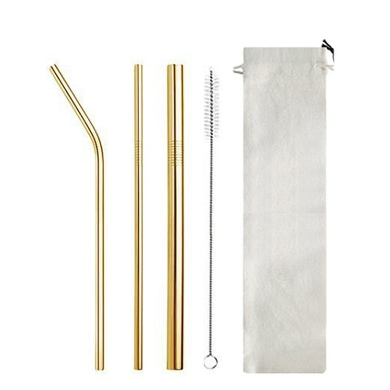 Short Thin Bent Stainless Steel Straws for Cocktail Glasses, Kids, Small  Cups