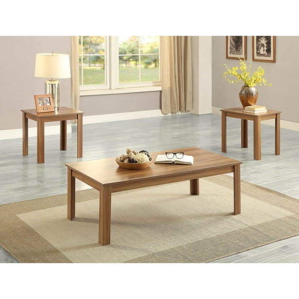 ACME Malena 3 Piece Pack Coffee End Table Set, Oak ...