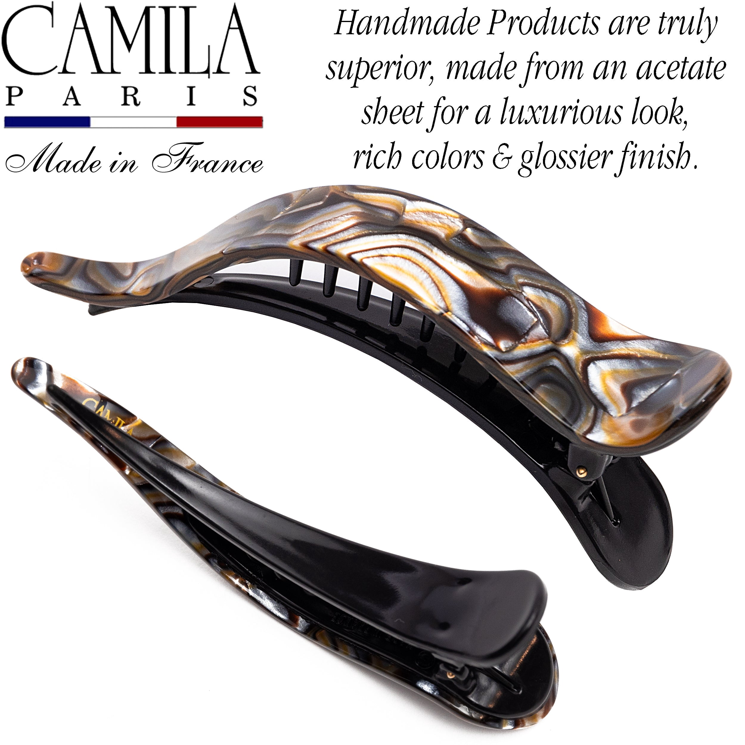 Camila Paris CP2509 French Hair Clip for Women, Alligator Clip, Duckbill Girls Hair Claw Clips Jaw Fashion Durable and Styling Hair Accessories for Women, Strong Hold No Slip Grip, Made in France