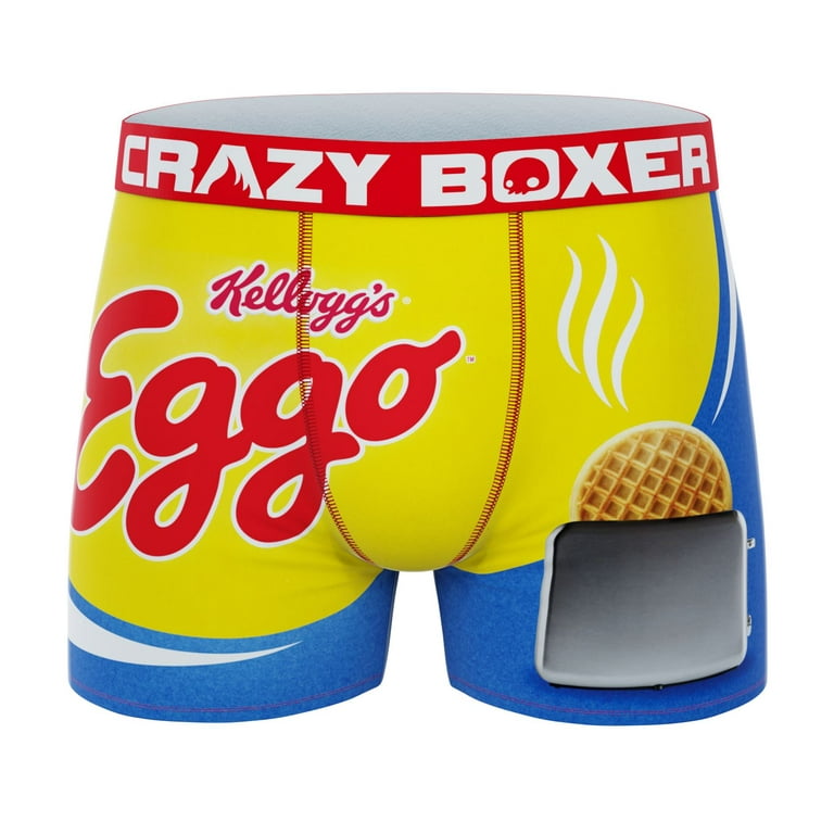 CRAZYBOXER Kellogg's Snacks 3-Pack Adult Mens Boxer Briefs, Sizes S-XL 