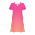 thumbnail image 3 of Women Summer Dress Ruffle Petal V-Neck Sundress Short Sleeve Casual Dress Hot Pink M, 3 of 5