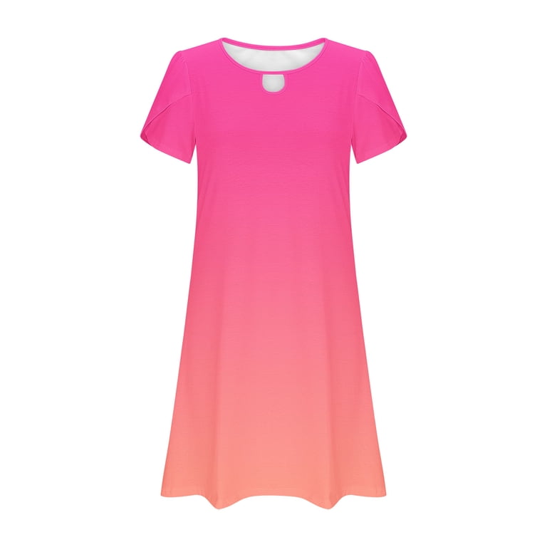 Hot Pink Cutout Eyelet Casual for Women Fall Summer Flounce Spandex Midi  Knee High Dresses Womens 2025 Clothes Country Concert XL - Walmart.com
