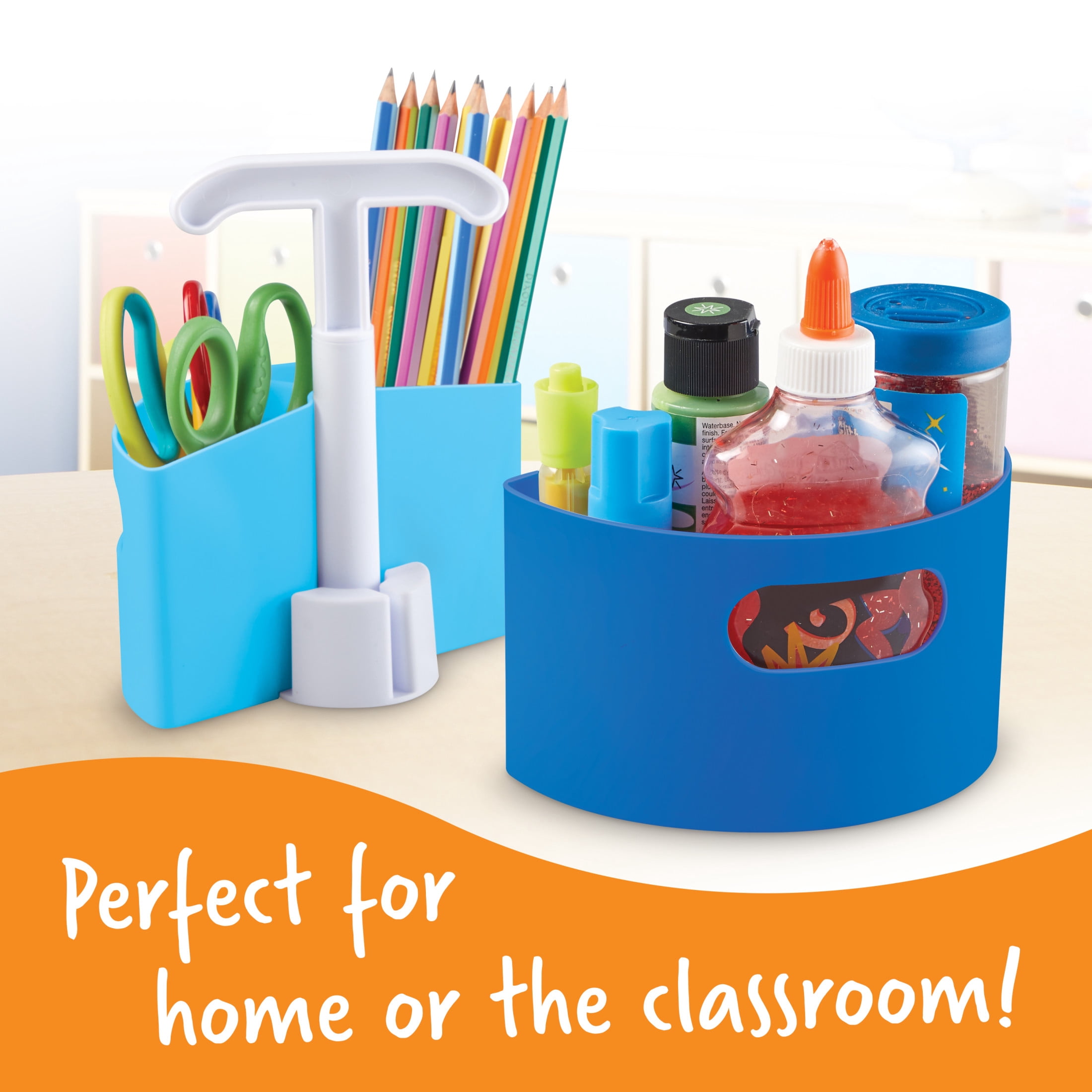 Learning Resources Create-a-Space Storage Mini Center - Blue, Classroom Caddy, 4 Pieces