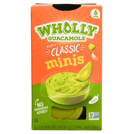 WHOLLY Guacamole Minis Paste Classic 12oz 6 pack Plastic Cups
