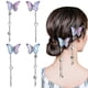 thumbnail image 1 of Pinzas para el cabello con forma de mariposa, 2 pares de horquillas moradas con colgante de mariposa de metal., 1 of 5