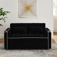 thumbnail image 4 of 55.51 inch versatile foldable sofa bed in 3 lengths, modern sofa sofa sofa velvet pull-out bed, adjustable back and with USB port and ashtray and swivel phone stand (Black), 4 of 13