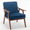 Blue, variant on Homy Casa Mid-Century Modern Accent Armchair, Upholstered Lounge Chair with Solid Wood Frame