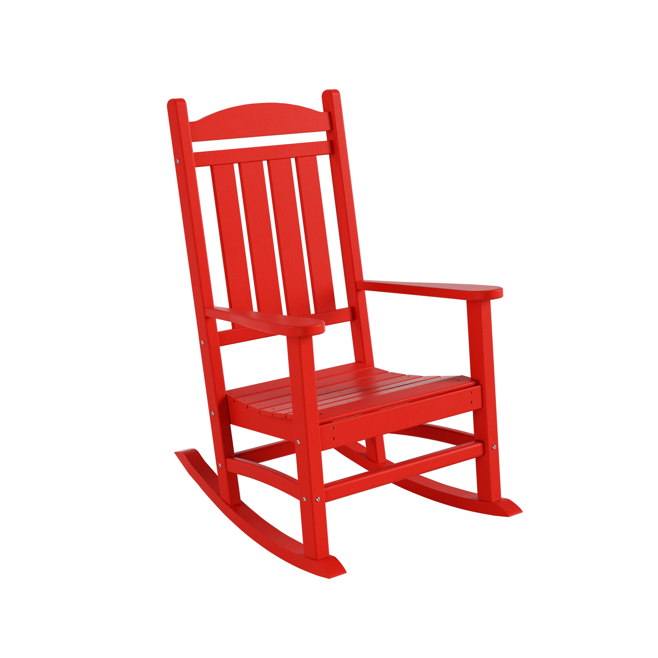 GARDEN 2-Piece Set Classic Plastic Porch Rocking Chair with Round Side Table Included, Red - image 4 of 7