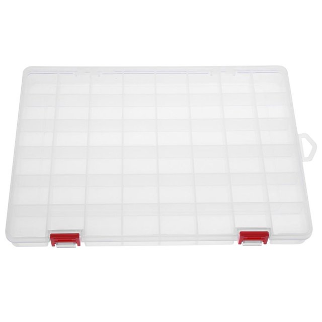 Contenedor de caja de almacenamiento de señuelos de pesca de plástico transparente de 48 compartimentos para pesca