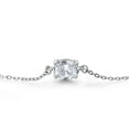 thumbnail image 3 of Gem Stone King 925 Sterling Silver White Topaz Solitaire Bracelet for Women (1.00 Cttw, Oval Cut 7x5mm), 3 of 6