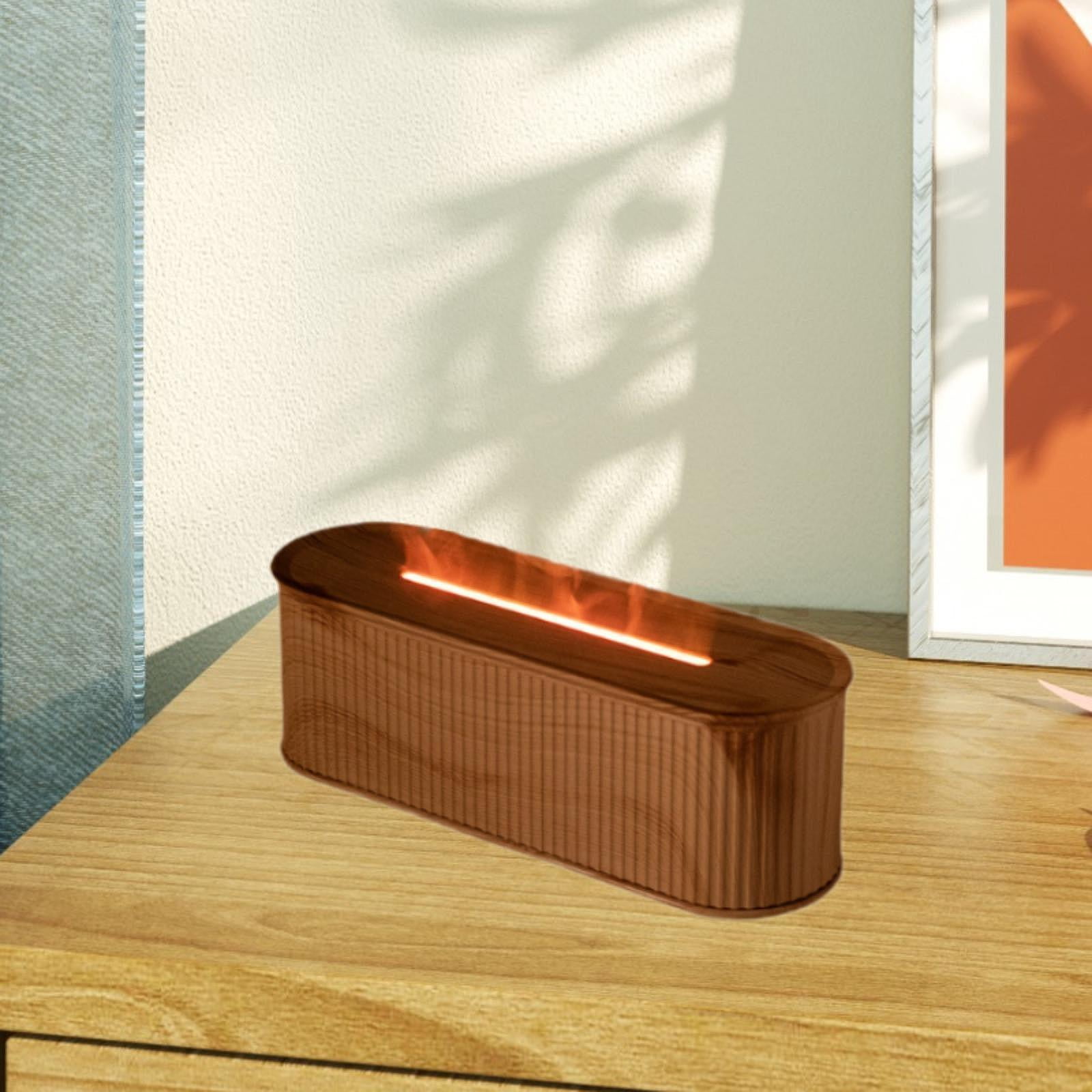 TISHITA 7 Colours Flame Essential Oil Humidifier Timing Function Portable for Bedroom Stylish Multifunctional Brown