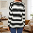 thumbnail image 4 of Wang6 Womens Long Sleeve Striped Tshirts Shirts Causal Loose Fit Going out Tops Crew Neck Graphic Tunic Tees with Pocket Black S, 4 of 6