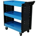 thumbnail image 3 of 3-Tier Rolling Tool Cart with Pegboard - Heavy Duty Blue Steel Utility Cart for Garage & Workshop, 3 of 11
