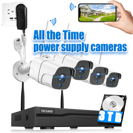 Toguard CCTV Security Camera System Outdoor with 3TB Hard Drive,4pcs 1080P Bullet Surveillance Cameras HDMI Connector