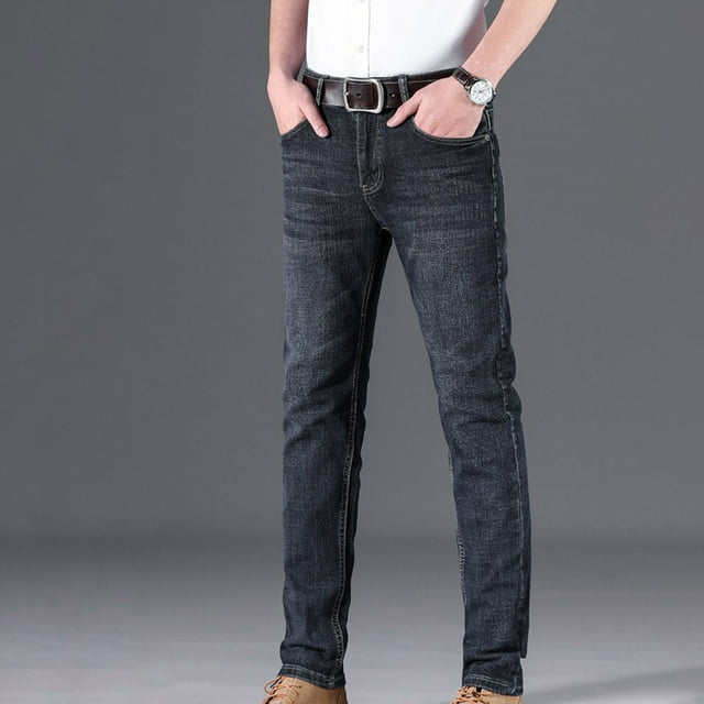 Wolfast Jeans pour Hommes Coupe Ajustée Skinny Denim Extensible Pantalon Jean Fuselé, Noir TG