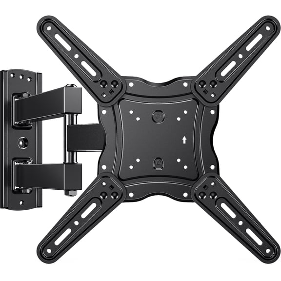 MountFTV Full Motion TV Wall Mount Bracket for 26-65 inch TVs, Corner TV Wall Mount Bracket with Extension, Tilt, Swivel, Leveling, Max 400*400mm, Holds up to 77 lbs, Single Wood Studs