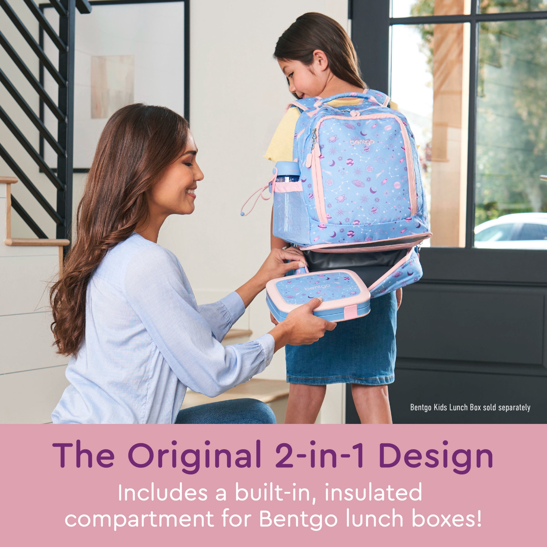 Bentgo Kids Prints 2-in-1 Backpack & Insulated Lunch Bag - Lavender Purple Galaxy