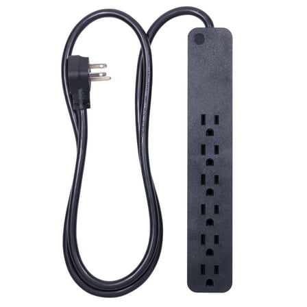 GENERAL ELECTRIC Pro 6-Outlet Power Strip Surge Protector, 4ft. Cord, Black - 37051