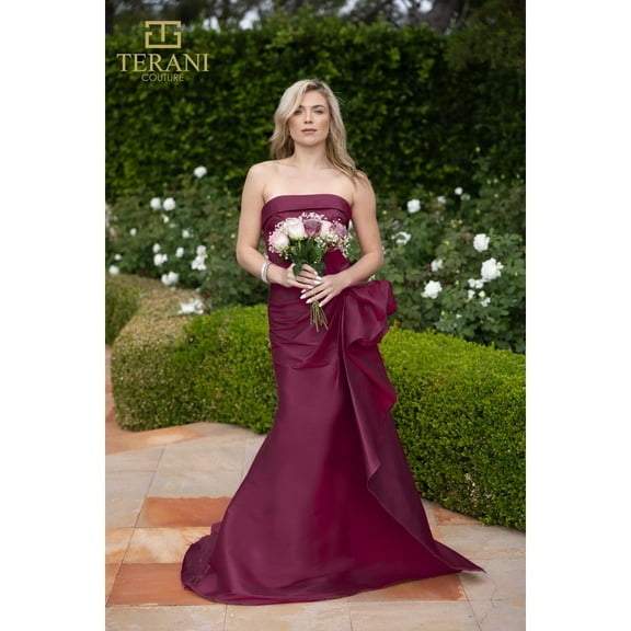 Women's Terani Couture 2111p4019 Long Chic Bridesmaids Dress  0