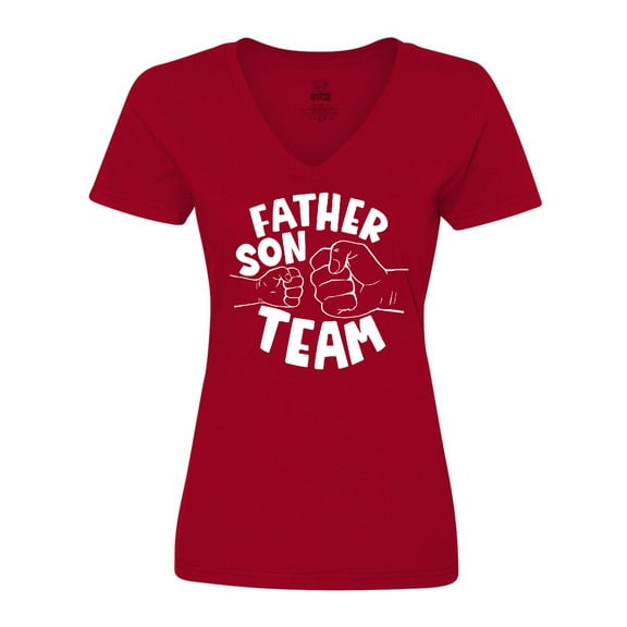 Inktastic Father's Day Father Son Team Parent Child Fist Bump Women's V-Neck T-Shirt