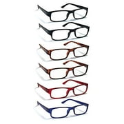 6 Pack Reading Glasses by BOOST EYEWEAR, Traditional Frames in Black, Tortoise Shell, Blue and Red, for Men and Women, with Comfort Spring Loaded Hinges, Assorted Colors, 6 Pairs ( 1.00)