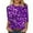 Purple, variant on QHWAUAKFBN T Shirts For Women Trendy Loose Fit Three Quarter Sleeve Sequined Round Neck Loose Printed Tshirts Top