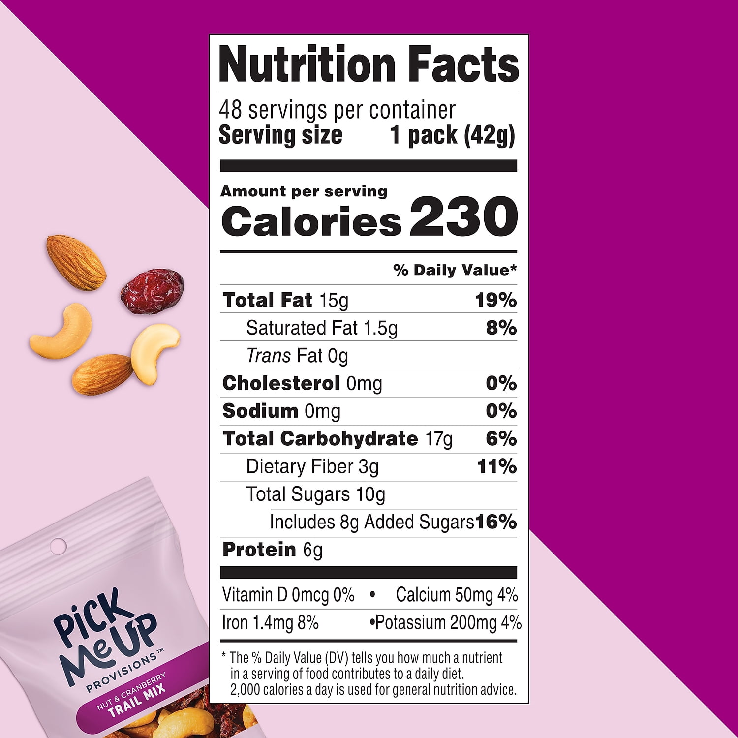 Pick Me Up Provisions Nut & Cranberry Trail Mix 1.5 oz. 48 Bags/Box (PM62798)