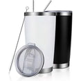 thumbnail image 1 of 2PCS Vaso Térmico Doble Pared de Acero Inoxidable 304, Taza Termica Frio y Caliente, Termo Infusor de Vacío Doble con Tapa y Pajita, Cepillo de Limpieza (Negro + Blanco), 1 of 4
