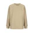 thumbnail image 5 of YUGYXL Womens Long Sleeves Sweatshirts Casual Round Neck Solid Color Sweatshirts with Pockets Fall Dressy Pullovers Khaki XL, 5 of 7