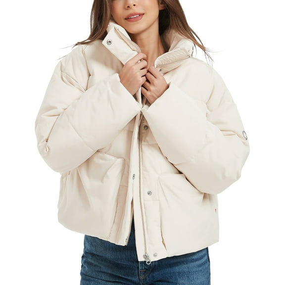 Women's Cropped Puffer Jacket Long Sleeve Lightweight Quilted Winter Jacket Packable Coats