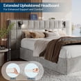 thumbnail image 5 of Merluxy Queen Size Upholstered Bed Frame with Widened Headboard,Lift-Up Storage Bed and Built-In Reading Light, Velvet Platform Frame,Grey, 5 of 8