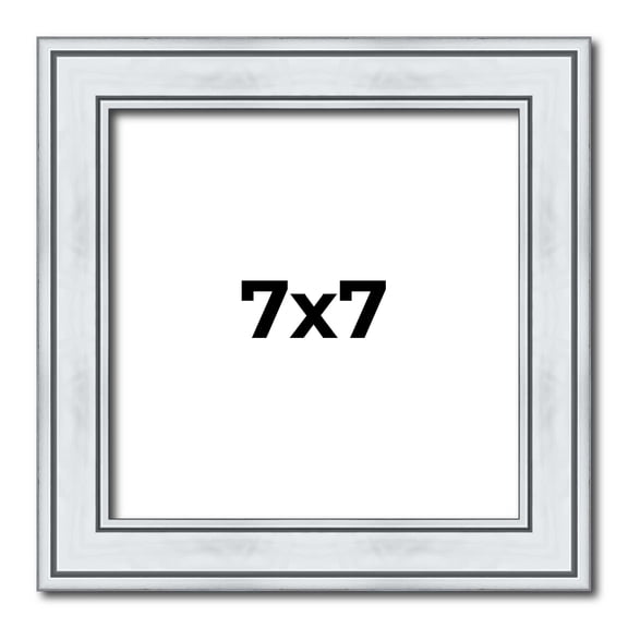 7x7 Frame Sterling Silver Solid Wood Picture Frame | 1.25 Inch Moulding Width | 0.75 Inch Interior