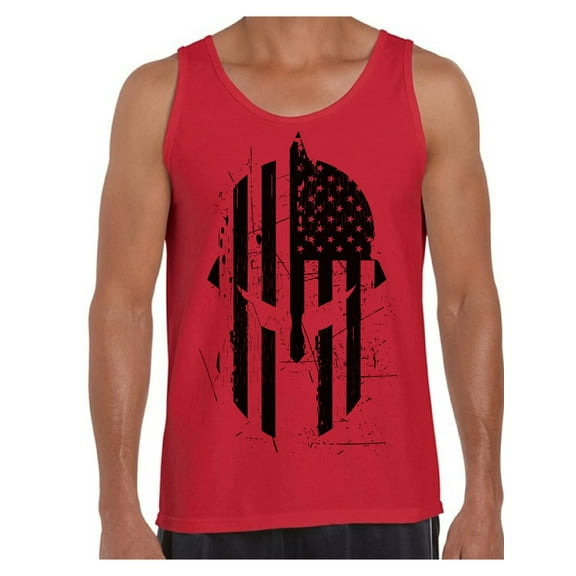 Awkward Styles Spartan Warrior Helmet Men's Tank Tops American Flag Sleevless Shirts for Men USA Patriotic T-shirts Novelty Graphic Tops